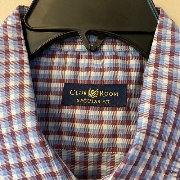 🌞Club Room Regular fit 💯cotton plaid dress men’s dress shirt l/s 17.5(36/37) - Picture 6 of 11